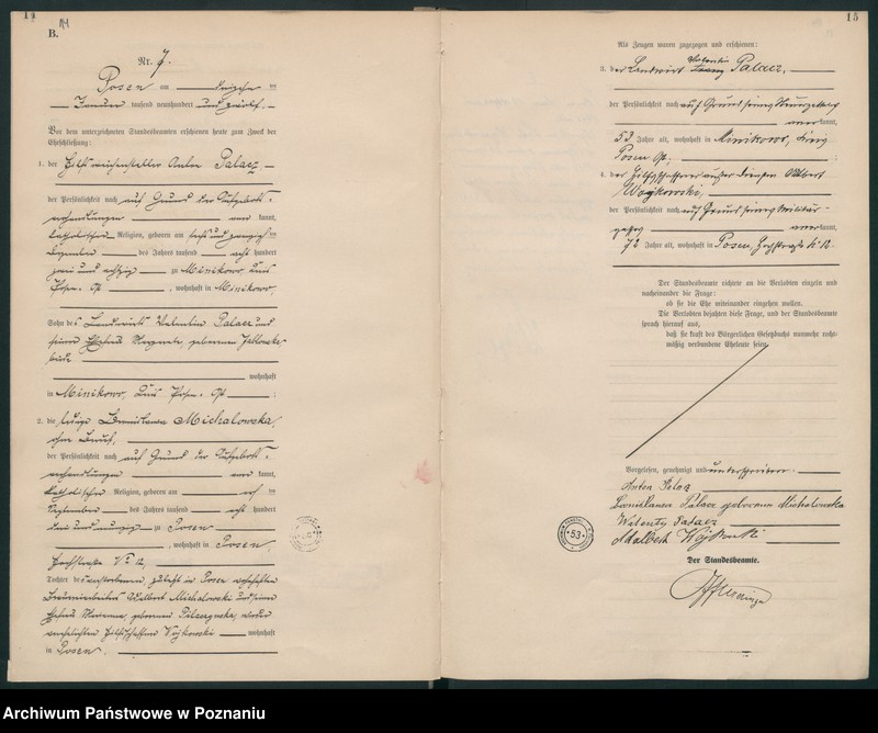 Obraz 9 z jednostki "Księga miejscowa małżeństw tom I [Rejestr główny małżeństw]"