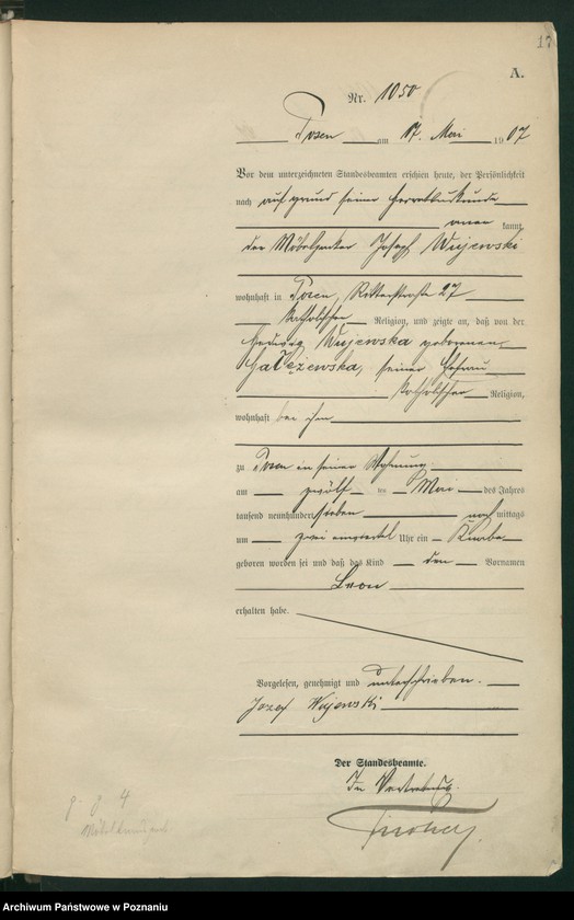 Obraz 19 z jednostki "Księga miejscowa urodzeń tom III [Rejestr główny urodzeń]"