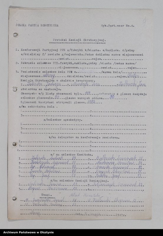 image.from.unit.number "Komitet Miejski Polskiej Parii Robotniczej w Mrągowie: protokoły z posiedzeń, zebrań aktywu miejskiego, sprawozdania. Protokoły z zebrań Kół miejskich PPR miasta Mrągowa: Państwowa Centrala Handlowa, KP PPR Milicji Obywatelskiej, "Odbudowa", Odlewnia Warsztatów Mechanicznych, Państwowa Fabryka Wyrobów Drzewnych, Powiatowy Urząd Bezpieczeństwa Publicznego, Samopomoc Chłopska"