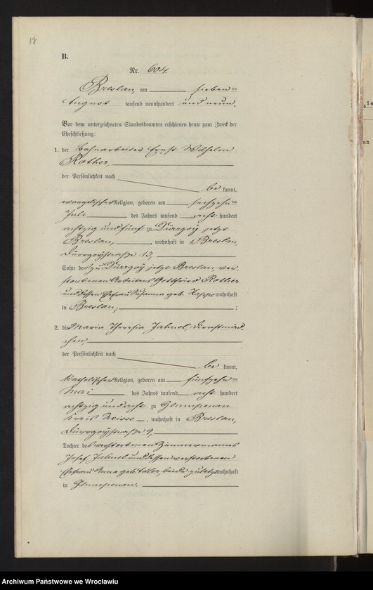 image.from.unit.number "Heiraths-Haupt-Register Breslau II 1909 Band 4"