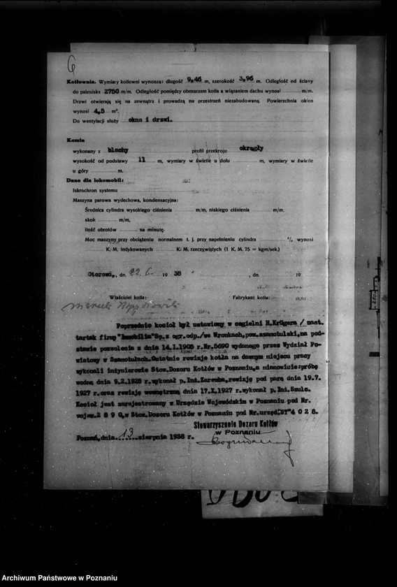 Obraz 11 z jednostki "Tartak w Otorowie powiat szamotulski M. Kopydłowskiego nr woj. kotła 2890"