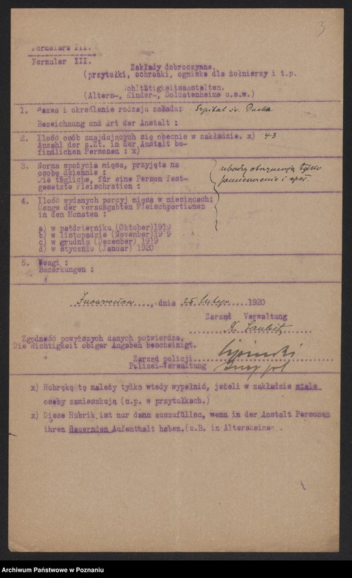 Obraz 5 z jednostki "[Zakłady dobroczynne (m.in. szpitale) w Inowrocławiu - przydziały mięsa]"