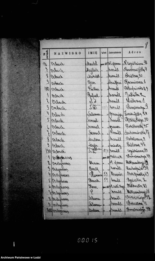 Obraz 13 z jednostki "Lista wyborców Gminy Wyznaniowej Żydowskiej w Łodzi 1924 r. lit. O"