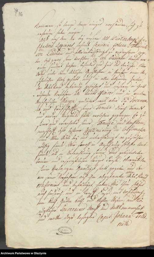 image.from.unit.number "In S. [Sachen] des Cammerers Elias Ernst Grafen von Finkenstein auf Hasenberg. Den Verkauff seiner Adelichen Gütter Alt=Doehringen [Durąg] und Glanden [Glądy]"