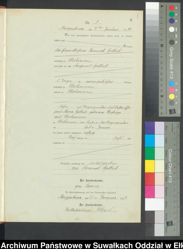 image.from.unit.number "C1.Sterbe-Register (Haupt-Register)Standesamt Marggrabowa Landbezirk vol. I No.1 bis 205"