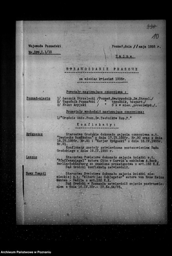 Obraz 14 z jednostki "Sprawozdania prasowe za czas od stycznia do grudnia 1935 r."