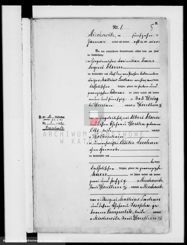 image.from.unit.number "Księga małżeństw za rok 1884 [nr 1 - 97]"