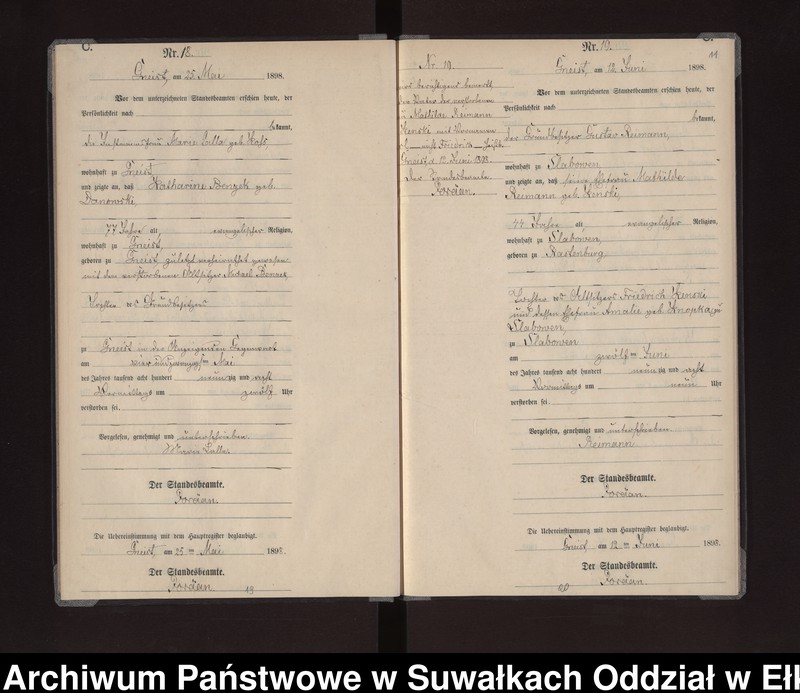image.from.unit.number "Sterbe-Neben-Register des Königlichen Preussischen Standes-Amtes Gneist Kreis Lötzen"