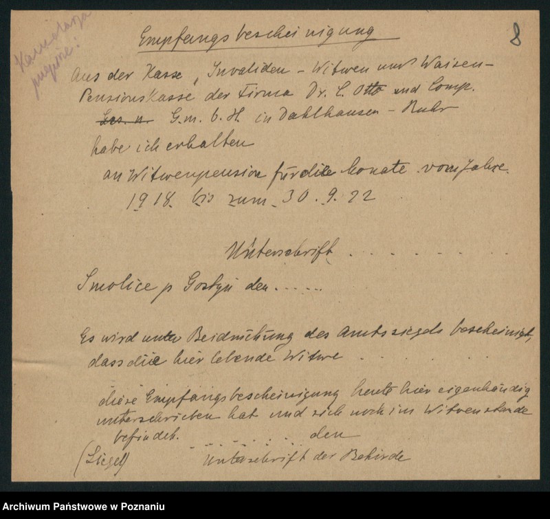 Obraz 10 z jednostki "Invaliden - Wittwen und Weisen Pensionskasse [odwołanie do Ministerstwa]"