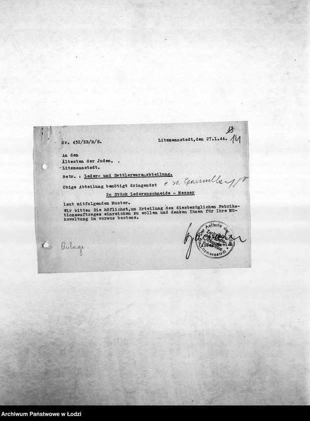 Obraz 17 z jednostki "Arbeitsressort [Produkcja i zapotrzebowanie materiałów dla resortów pracy]"