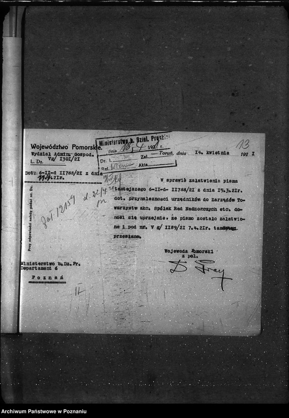 Obraz 18 z jednostki "Sprawy osobowe Personalia - zajęcia poboczne urzędników państwowych"