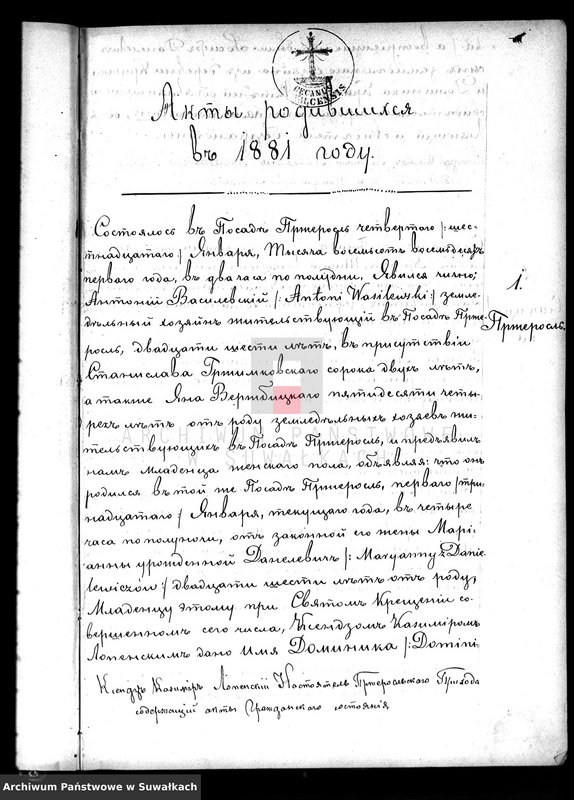 image.from.unit.number "Kniga Duplikat rodivšichsja brakosečetavšichsja i umeršich za god 1881 Pržerasl