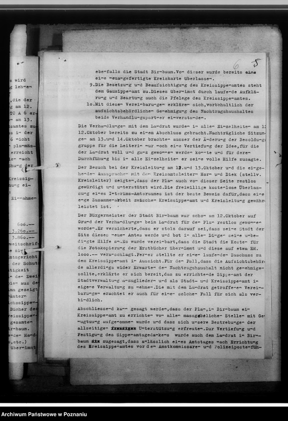 Obraz 10 z jednostki "[Korespondencja w sprawach organizacyjnych, sprawozdanie z działalności], Kreissippenamt Birnbaum [Międzychód]"