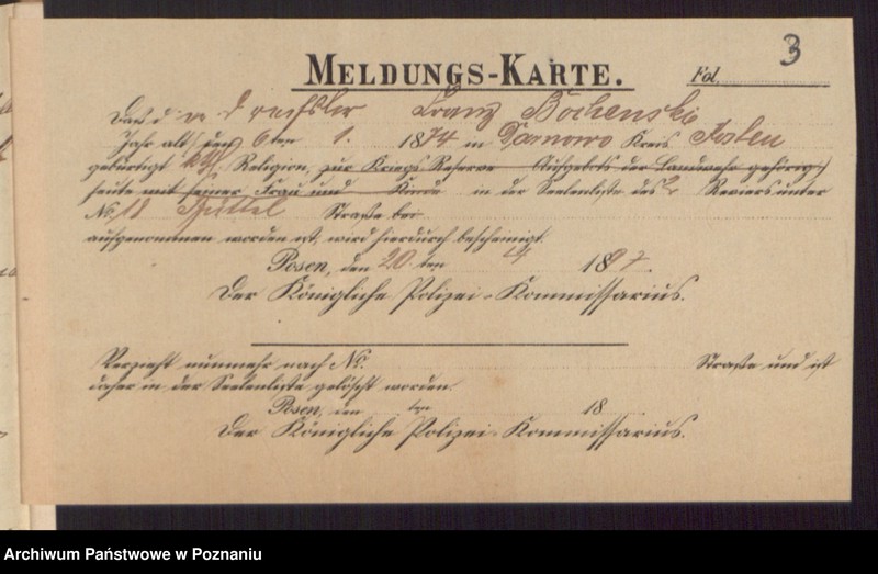 Obraz 5 z jednostki "Die von den Verlobten beigebrachten Urkunden zur Eheschliessung pro 1897"