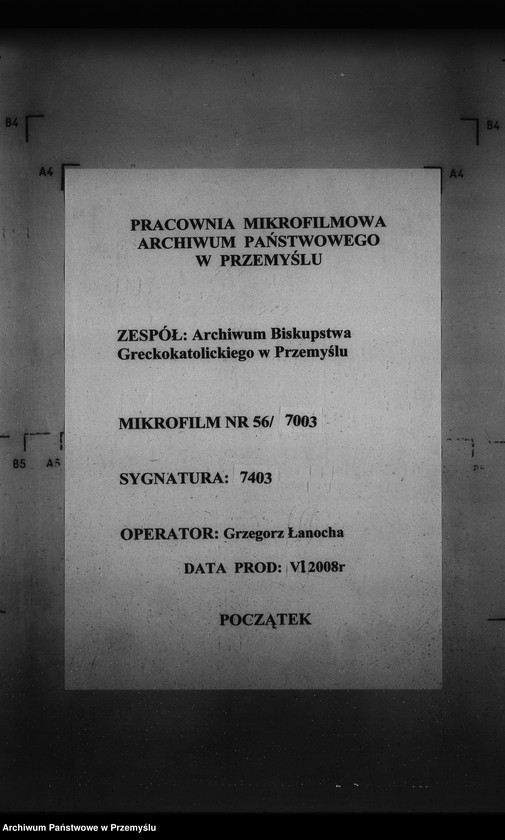 Obraz 1 z jednostki "[Kopie ksiąg metrykalnych parafii Wierzchomla Wielka z filiami Wierzchomla Mała, Zubrzyk (dekanat Muszyna)]"