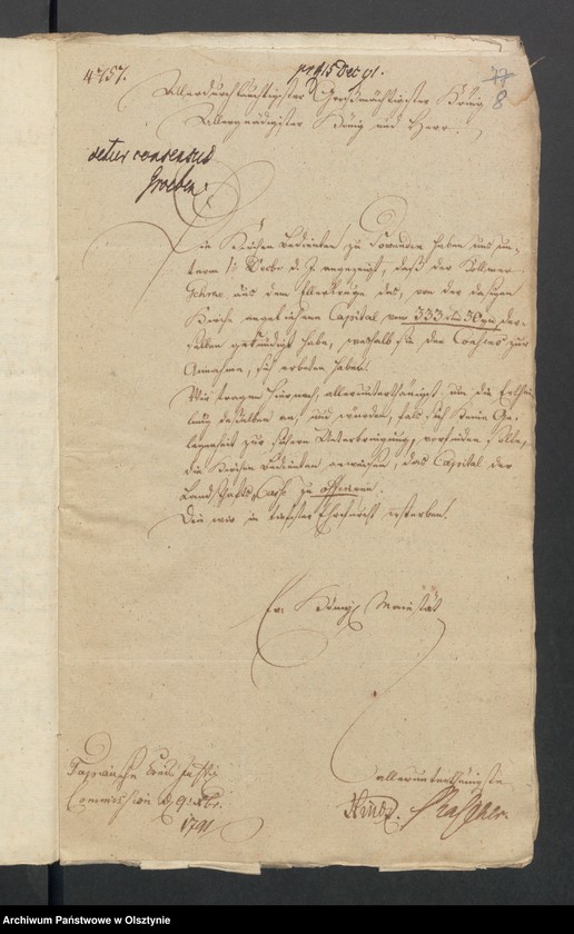 image.from.unit.number "In S. [Sachen] des Besitzers des Ellern=Kruges Christoph Goercke wegen eines nachgesuchten Anlehns von 333 rthl. [Reichsthaler] 30 gr. [Groschen] aus der Powundenschen Kirchen Caße 1778 item wegen Zurückzahlung deßelben"