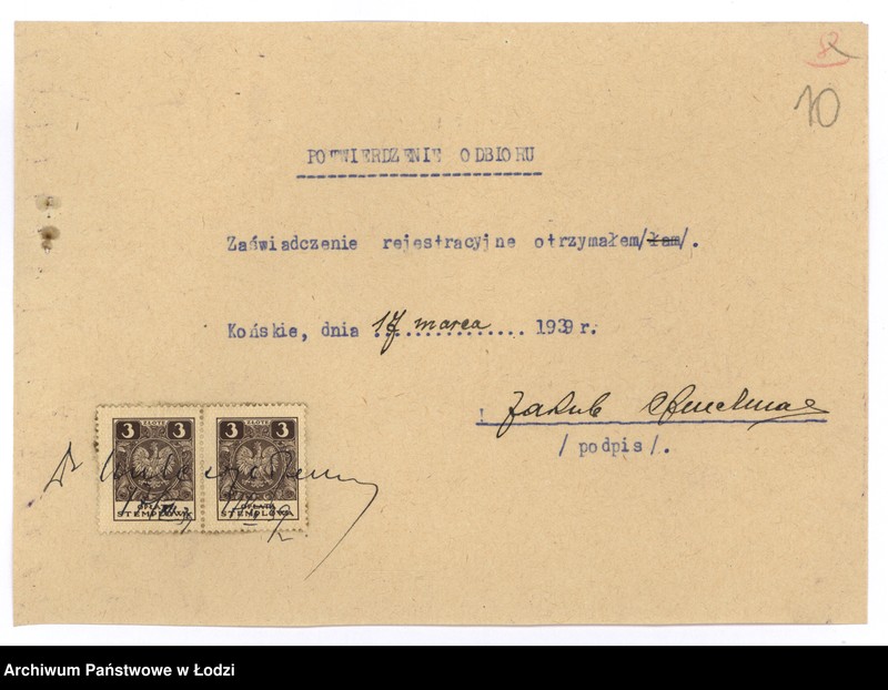 Obraz 13 z jednostki "Cymerman Jakub felczer - akta rejestracyjne"