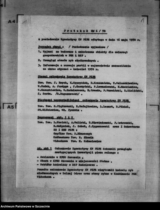 image.from.unit.number "Protokoły posiedzeń Egzekutywy Komitetu Wojewódzkiego Polskiej Zjednoczonej Partii Robotniczej: 16, 30 maja 1978 r."