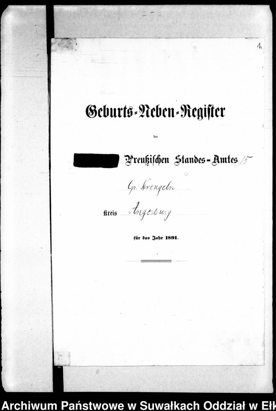 image.from.unit.number "Geburts-Neben-Register des Preussischen Standes-Amtes Gr. Strengeln Kreis Angerburg"