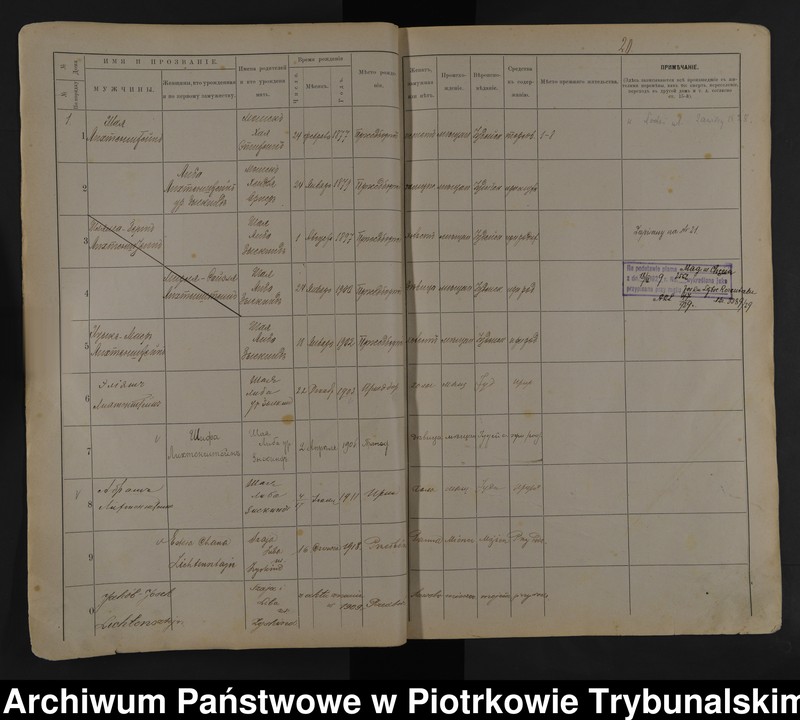 image.from.unit.number "Księga ludnosci stałej m[iasta] Przedborza Tom VII. d[omy] 1 - 26 W[idoma]"