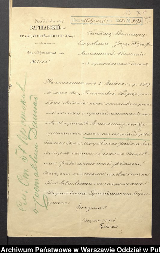 image.from.unit.number "O urządzaniu chłopów wsi Borowice wchodzących w skład własności poduchowej Brok, gm.Orło"
