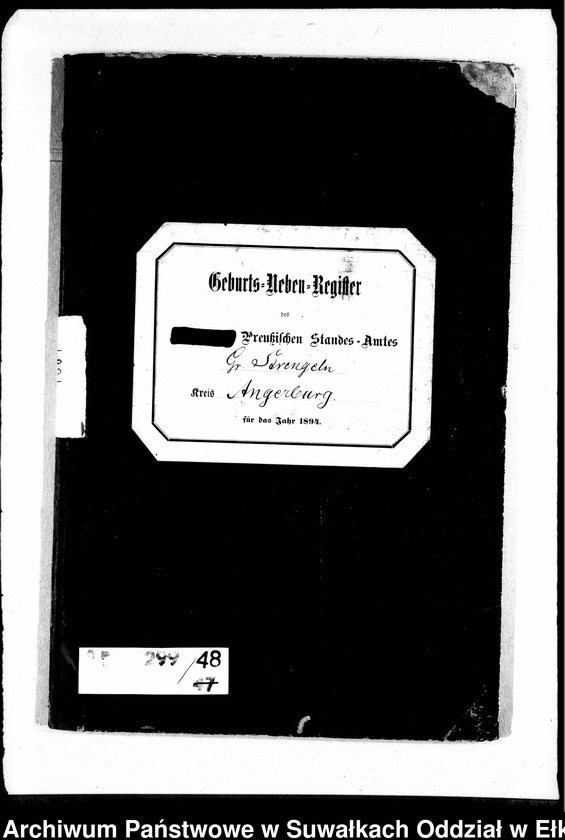 image.from.unit.number "Geburts-Neben-Register des Preussischen Standes-Amtes Gr. Strengeln Kreis Angerburg"