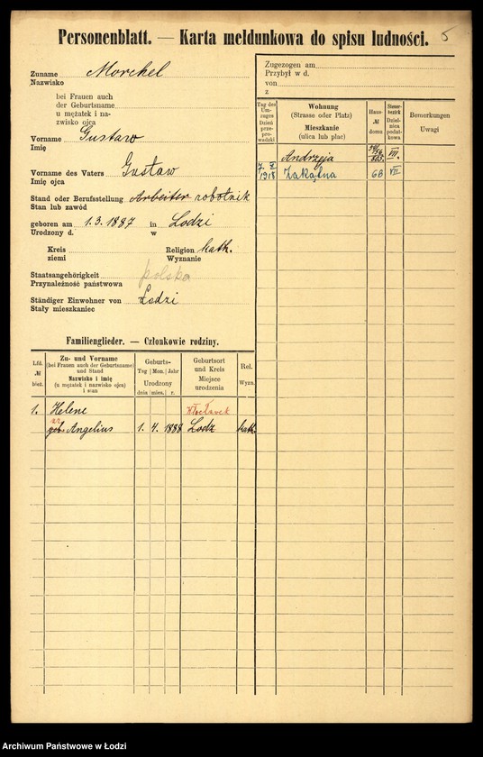 Obraz 7 z jednostki "[Spis ludności Łodzi] Morberger - Morgenweg"