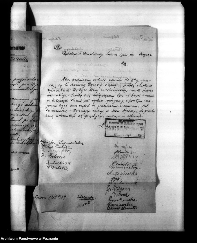 Obraz 9 z jednostki "Państwowe Liceum i Gimnazjum Męskie imienia Bergera w Poznaniu [korespondencja, między innymi spis abiturientów]"