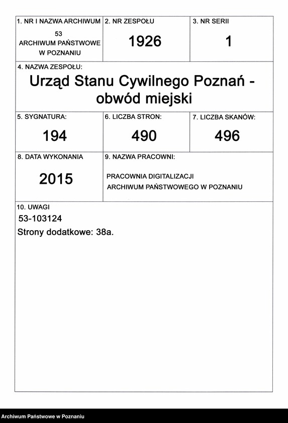 Obraz 1 z jednostki "Księga urodzeń t. I"