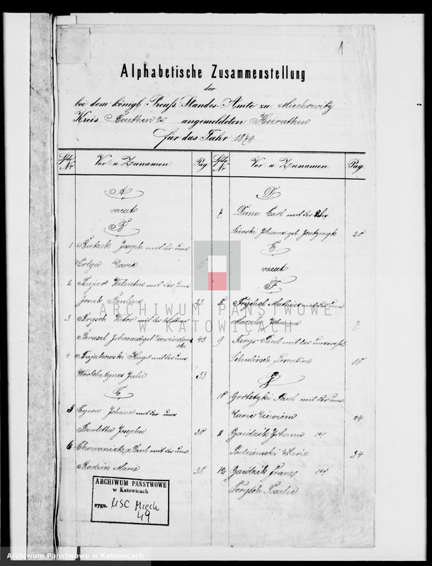 image.from.unit.number "Księga małżeństw za rok 1879 [nr 1 - 71]"