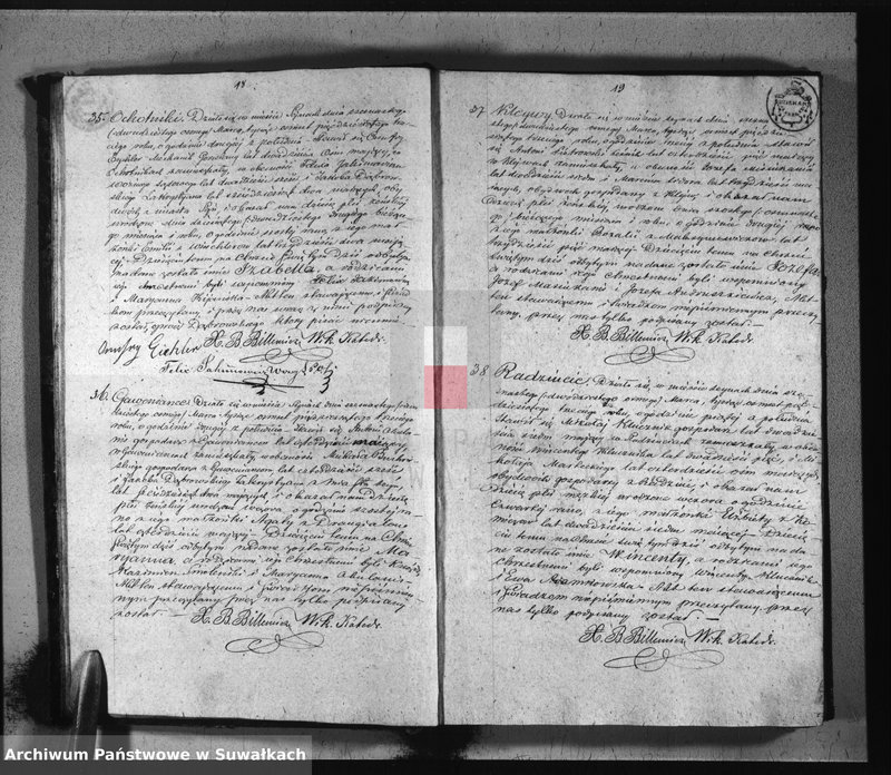 Obraz 13 z jednostki "Duplikat urodzonych, zaślubionych i umarłych parafii sejneńskiej z roku 1853"