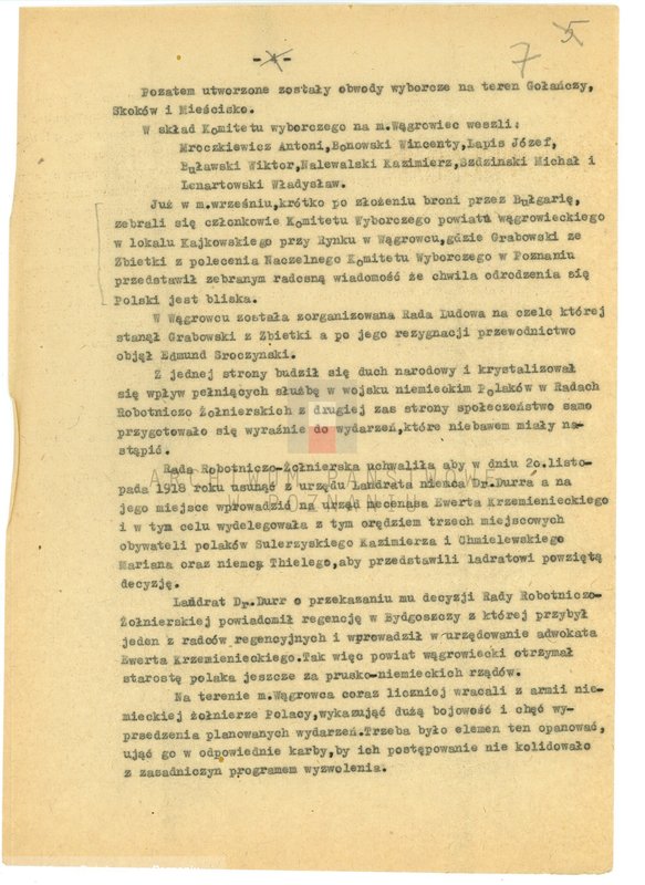 Obraz 19 z jednostki "Relacje i wspomnienia dotyczące powstania wielkopolskiego: 1. Wągrowiec, powiat Wągrowiec, województwo poznańskie."