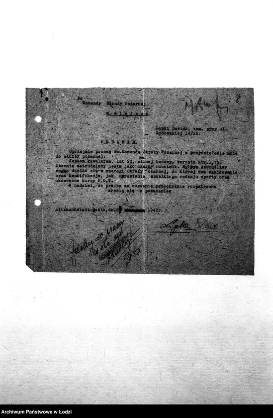 Obraz 10 z jednostki "[Podania o przyjęcie do Straży Pożarnej]"