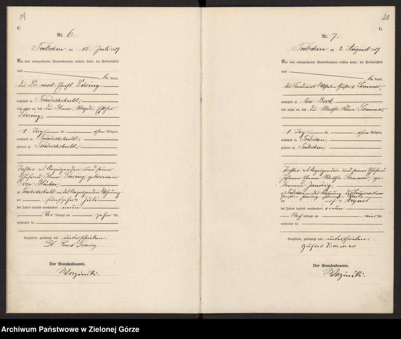 image.from.unit.number "Sterbe-Register (Haupt Register) Standesamt Trebschen Kreis Züllichau-Schwiebus 1908 bis 1922"