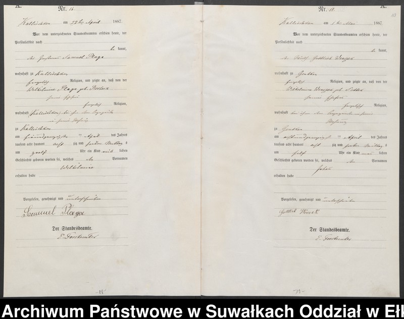 image.from.unit.number "Geburts-Haupt-Register des Königlichen Preussischen Standes-Amtes Kallischken Kreis Johannisburg"