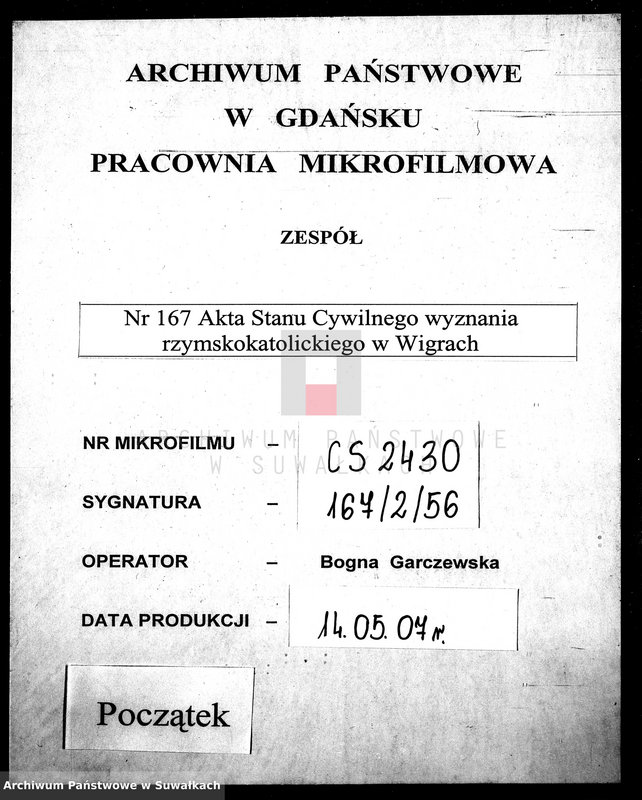 image.from.unit.number "[Dokumenty do akt małżeństw wyznania rzymskokatolickiego parafii w Wigrach]"