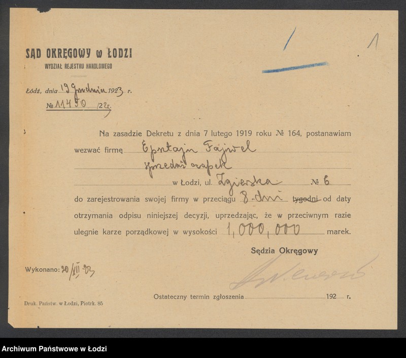 Obraz 3 z jednostki "Fajwel Epsztein – sprzedaż czapek"