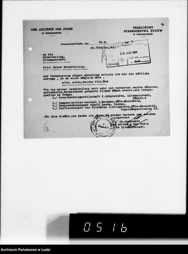 Obraz 14 z jednostki "Bedarfsmeldungen der Älteste der Juden"