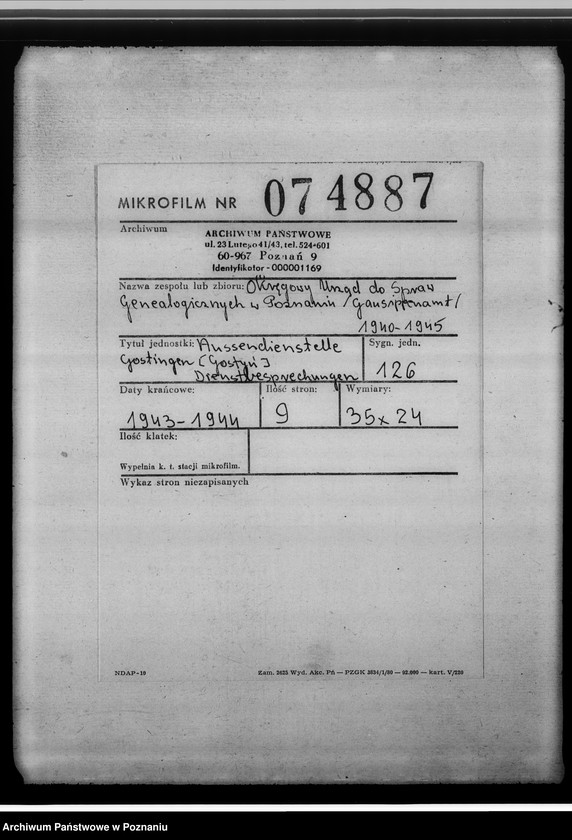 Obraz 2 z jednostki "Aussendienststelle Gostingen [Gostyń]. Dienstbesprechungen"