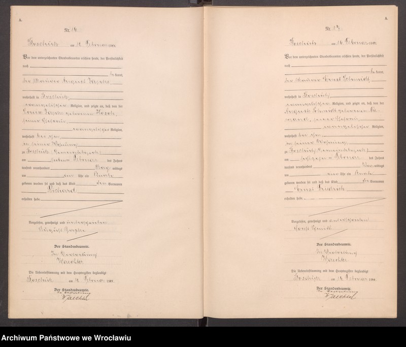image.from.unit.number "księga urodzeń Urzędu Stanu Cywilnego w Goszczu (Goschütz) 1900"