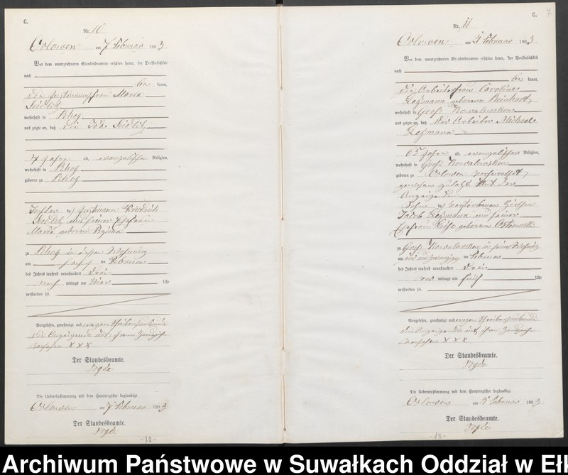 image.from.unit.number "Sterbe-Neben-Register des Preussischen Standes-Amtes Orlowen Kreis Lötzen"