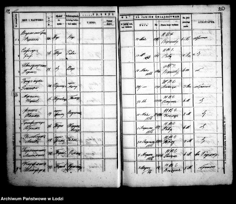 Obraz 14 z jednostki "Kniga javlennym pasportam na projezd po fabrično-lodzinskoj železnoj doroge 1866 god"