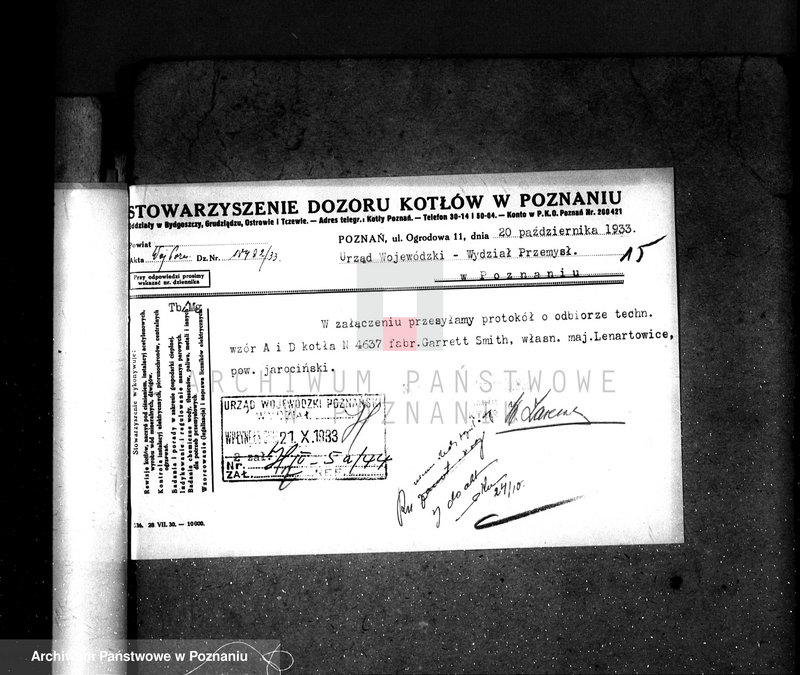 Obraz 19 z jednostki "Młyn parowy Fr. Balcera w Kucharkach pow. jarociński nr woj. kotła 1433"