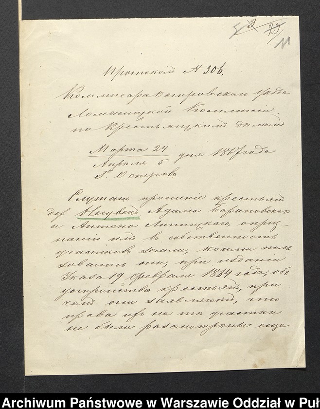 image.from.unit.number "O urządzaniu chłopów byłej rządowej własności Niegówiec, wchodzących w skład byłej ekonomi Brok, gm.Orło"