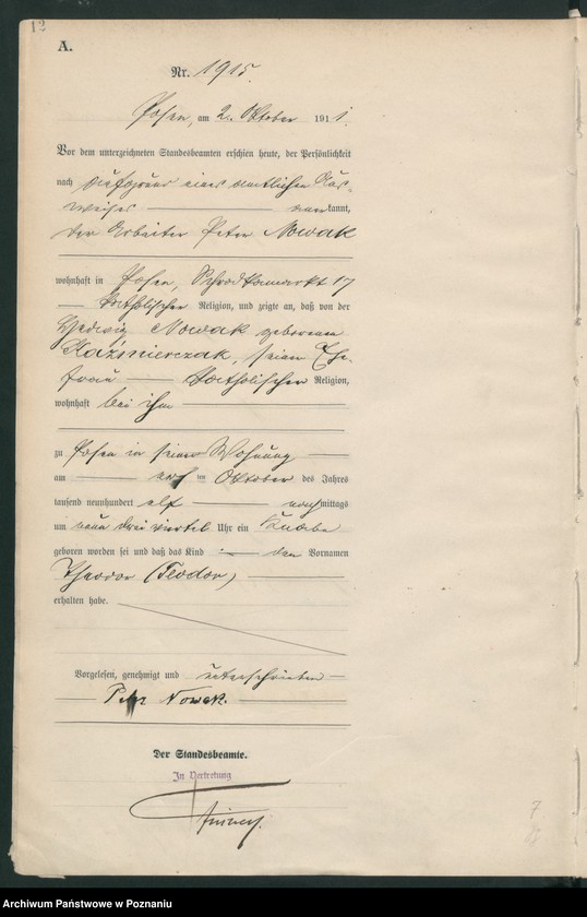 Obraz 13 z jednostki "Księga miejscowa urodzeń tom V-VI [Rejestr główny urodzeń]"