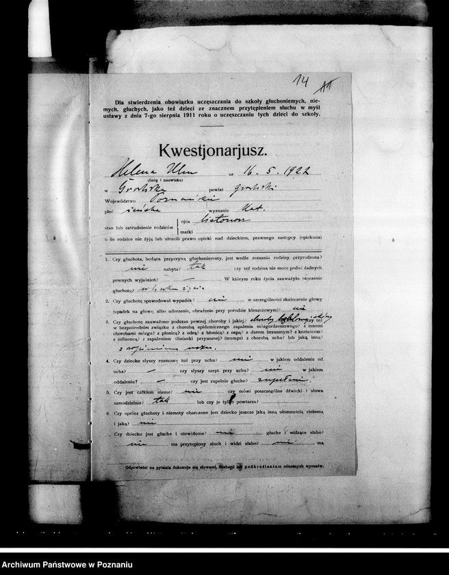 Obraz 17 z jednostki "[Dzieci upośledzone- skierowanie na naukę do zakładów specjalnych]"