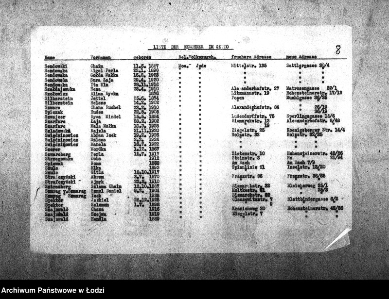Obraz 11 z jednostki "[Alfabetyczny spis mieszkańców getta. Litera S]"
