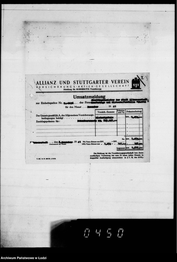 Obraz 7 z jednostki "[Polisy ubezpieczeniowe od ognia towarów w czasie transportu"