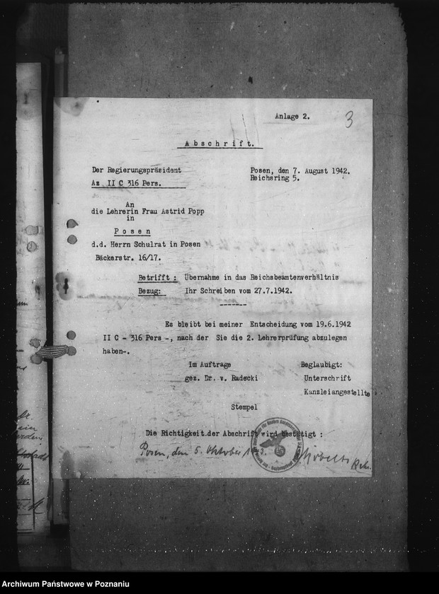 Obraz 7 z jednostki "Überbahme von Umsiedlern in den öffentlichen Dienst"