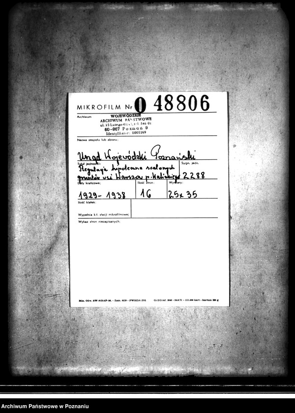 Obraz 2 z jednostki "Regulacja hipoteczna scalonych gruntów we wsi Warszów powiatu kaliskiego"